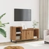Kép 1/11 - Kézműves tölgy színű szerelt fa TV-szekrény 100x35x55 cm