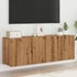 Kép 1/11 - 2 db kézműves tölgy falra szerelhető TV-szekrény 60x30x41 cm