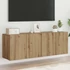 Kép 1/11 - 2 db kézműves tölgy falra szerelhető TV-szekrény 60x30x41 cm