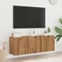 Kép 3/11 - 2 db kézműves tölgy falra szerelhető TV-szekrény 60x30x41 cm