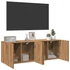 Kép 4/11 - 2 db kézműves tölgy falra szerelhető TV-szekrény 60x30x41 cm