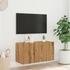 Kép 3/11 - Kézműves tölgy színű falra szerelhető TV-szekrény 80x30x41 cm