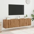 Kép 1/11 - 2 db kézműves tölgy falra szerelhető TV-szekrény 80x30x41 cm
