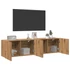 Kép 3/11 - 2 db kézműves tölgy falra szerelhető TV-szekrény 80x30x41 cm