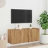 Kép 3/11 - Kézműves tölgy színű falra szerelhető TV-szekrény 100x30x41 cm