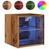 Kép 3/11 - 2 db antik fa fali TV-szekrény LED-világítással 30x28,5x30 cm