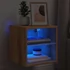 Kép 7/11 - Kézműves tölgy színű fali TV-szekrény LED-ekkel 30x28,5x30 cm