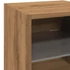 Kép 10/11 - 2 db kézműves tölgy színű fali TV-szekrény LED-del 30x28,5x30cm
