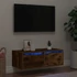 Kép 1/11 - TV szekrény LED világítással füstölt tölgy 75x35,5x25 cm