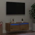 Kép 1/11 - Kézműves tölgy színű TV-szekrény LED-lámpákkal 75x35,5x25 cm