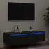 Kép 1/11 - TV szekrény LED világítással fekete tölgy 100X35,5x25 cm