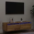 Kép 1/11 - TV szekrény LED világítással régi fa 100X35,5x25 cm