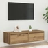 Kép 4/11 - Kézműves tölgy színű TV-szekrény LED-lámpákkal 100X35,5x25 cm