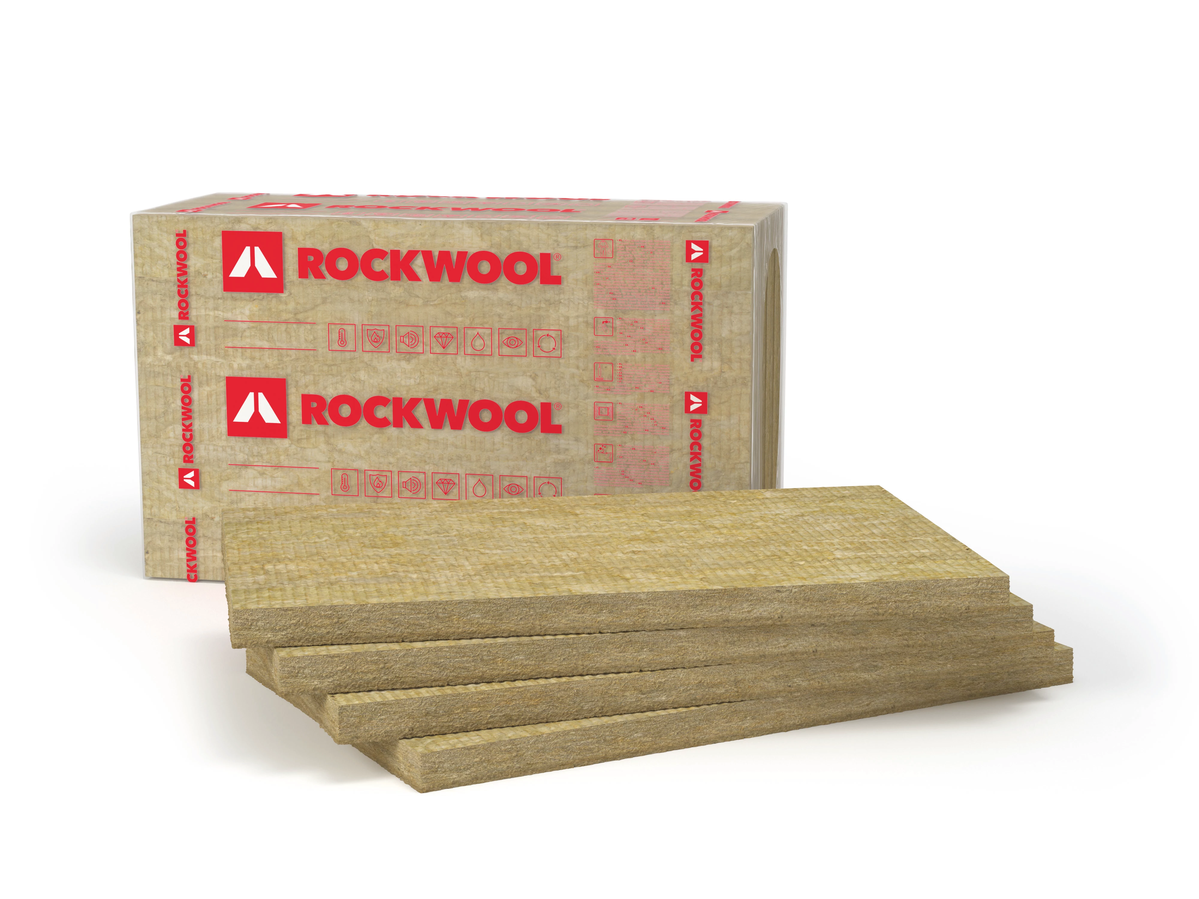 ROCKWOOL Fixrock - Homlokzati hőszigetelő lemez szerelt, hátul szellőztetett légréteges és légréteg nélküli falszerkezetekbe - 100x60x10 cm