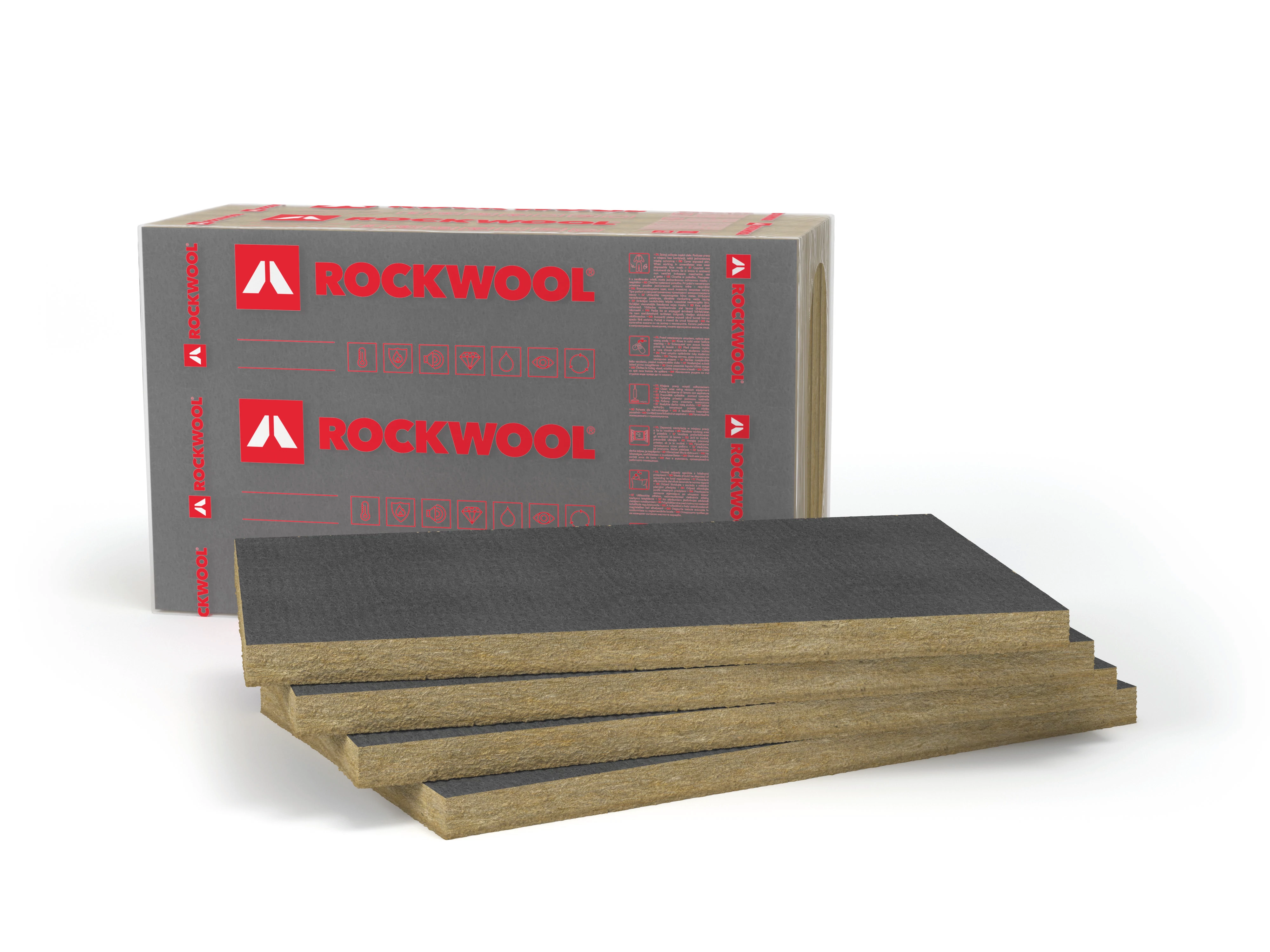 ROCKWOOL Fixrock FB1 - Homlokzati hőszigetelő lemez szerelt, hátul szellőztetett légréteges és légréteg nélküli falszerkezetekbe  - 100x60x20 cm