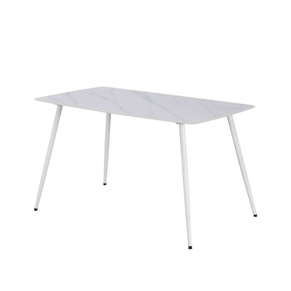 Bora 140 cm szögletes szinterezett kő étkezőasztal fehér