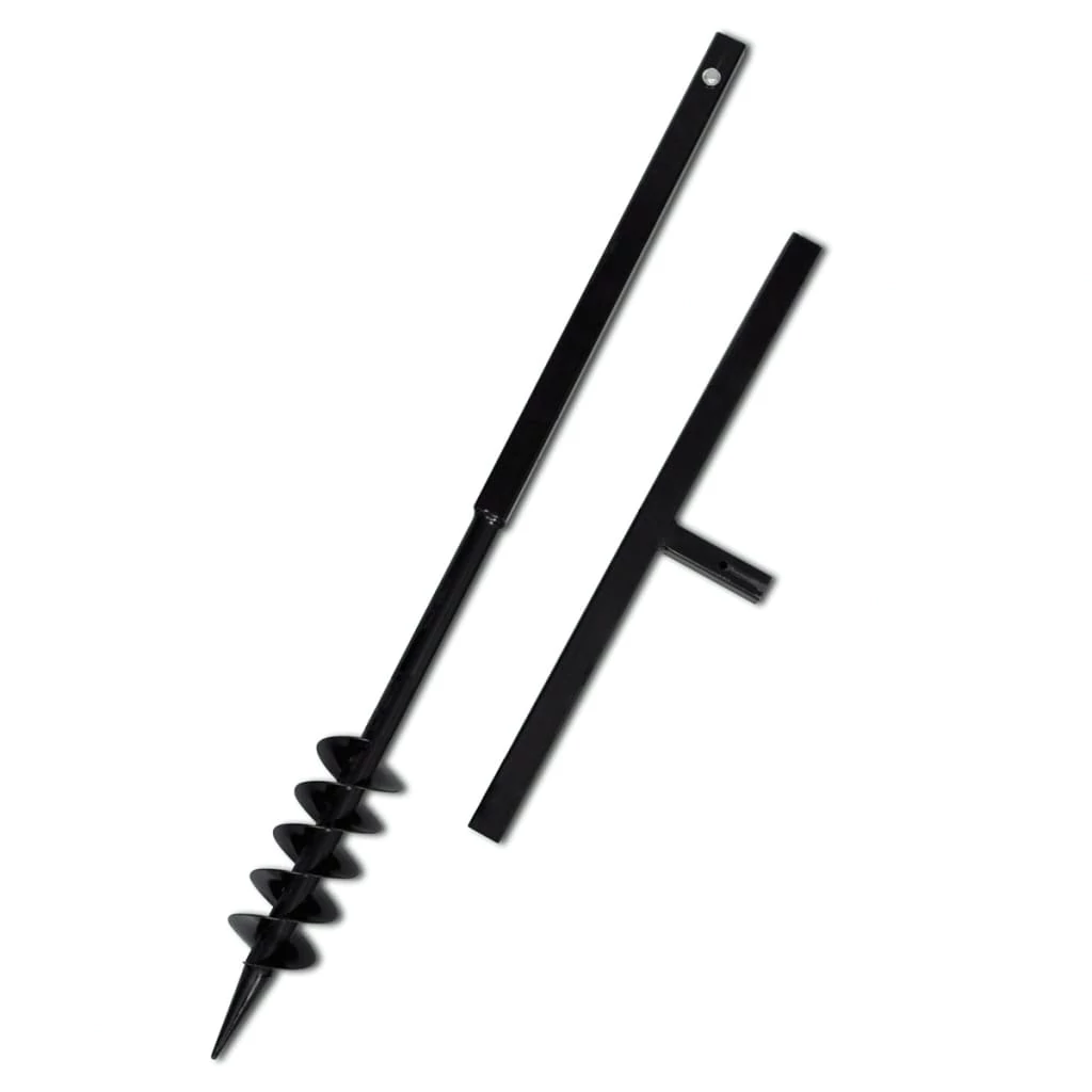 Kézi Föld Fúró  Auger Bit 80 mm  Dupla Spirállal Fekete Acél