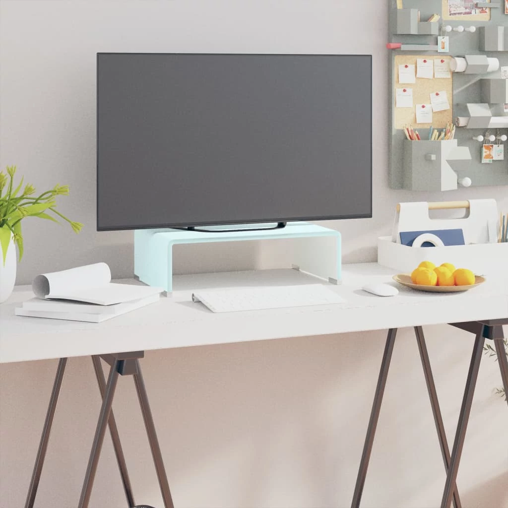 Zöld üveg TV állvány/monitor magasító 40 x 25 x 11 cm