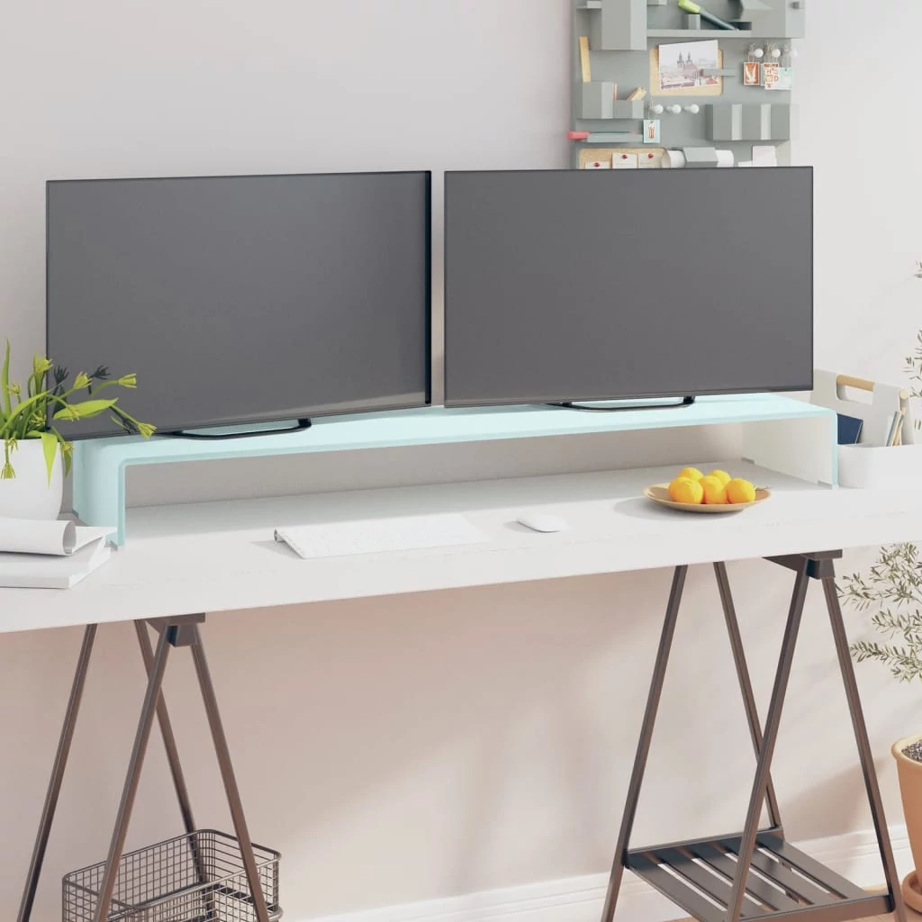 Zöld üveg TV állvány/monitor magasító 120 x 30 x 13 cm