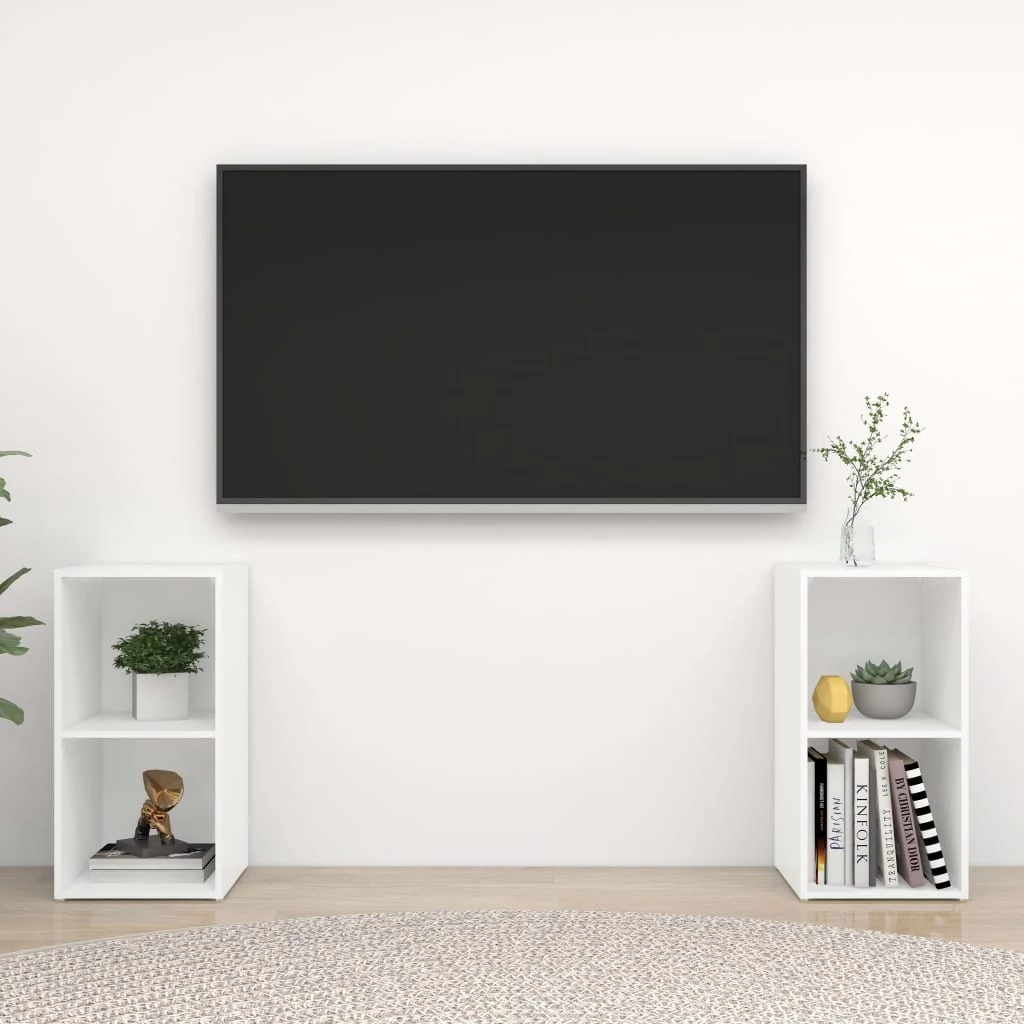 2 db fehér szerelt fa TV-szekrény 72 x 35 x 36,5 cm
