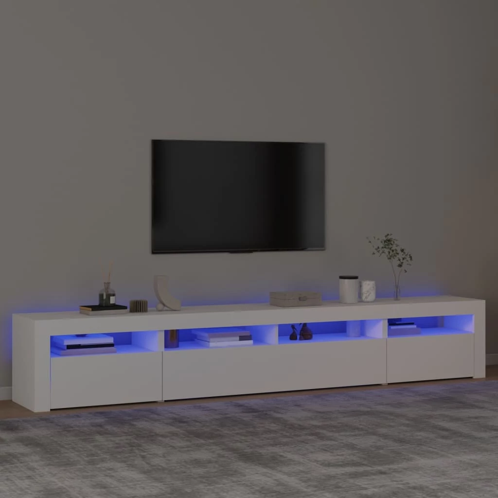 Fehér TV-szekrény LED-lámpákkal 240x35x40 cm