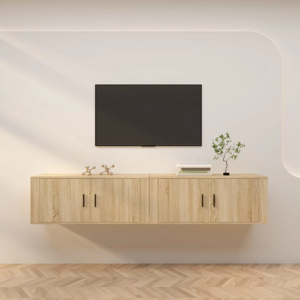 2 db sonoma tölgy színű fali TV-szekrény 100 x 34,5 x 40 cm