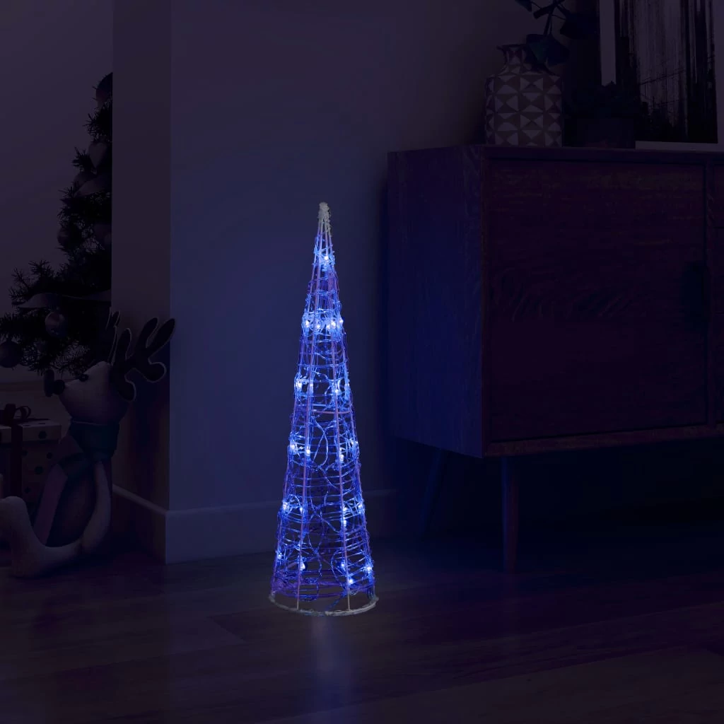 Dekoratív kék fényű LED-es akril fénykúp 60 cm