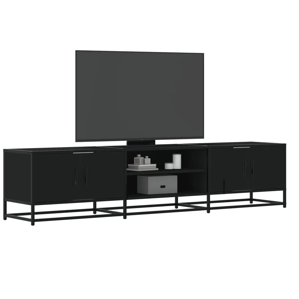 Fekete szerelt fa TV-szekrény 180 x 35 x 41 cm