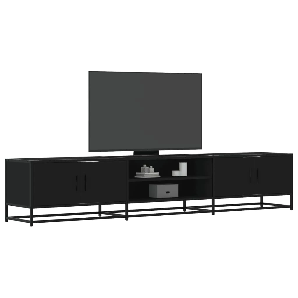 Fekete szerelt fa TV-szekrény 210 x 35 x 41 cm