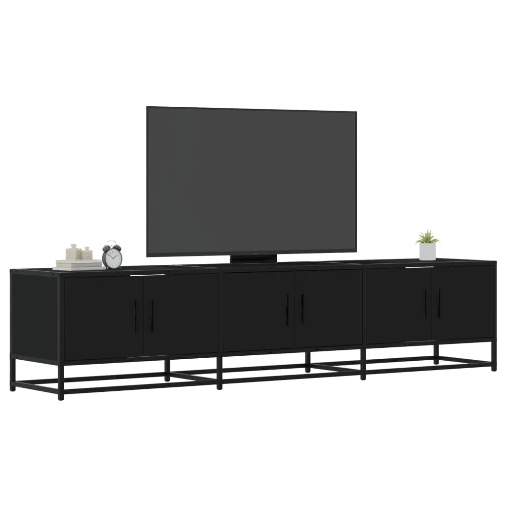Fekete szerelt fa TV-szekrény 180 x 35 x 41 cm