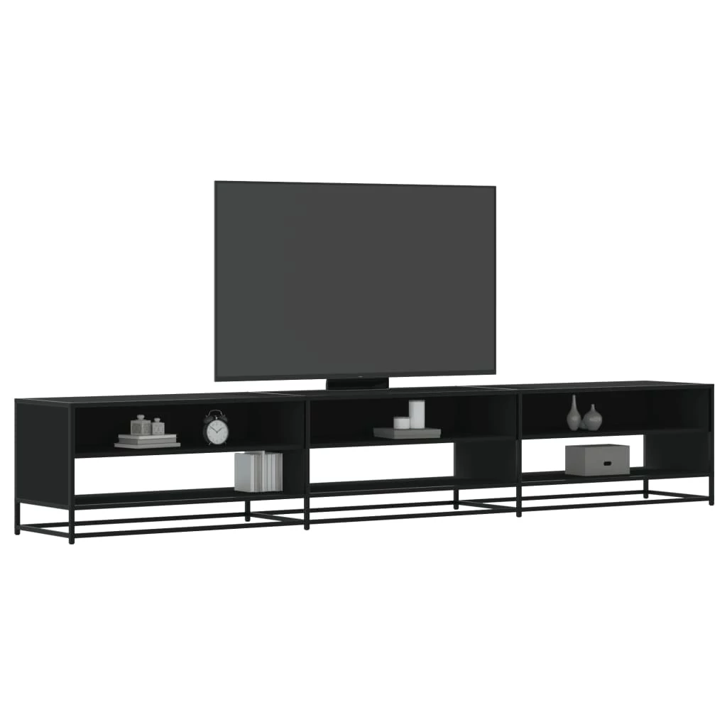 Fekete szerelt fa TV-szekrény 270 x 40 x 46 cm