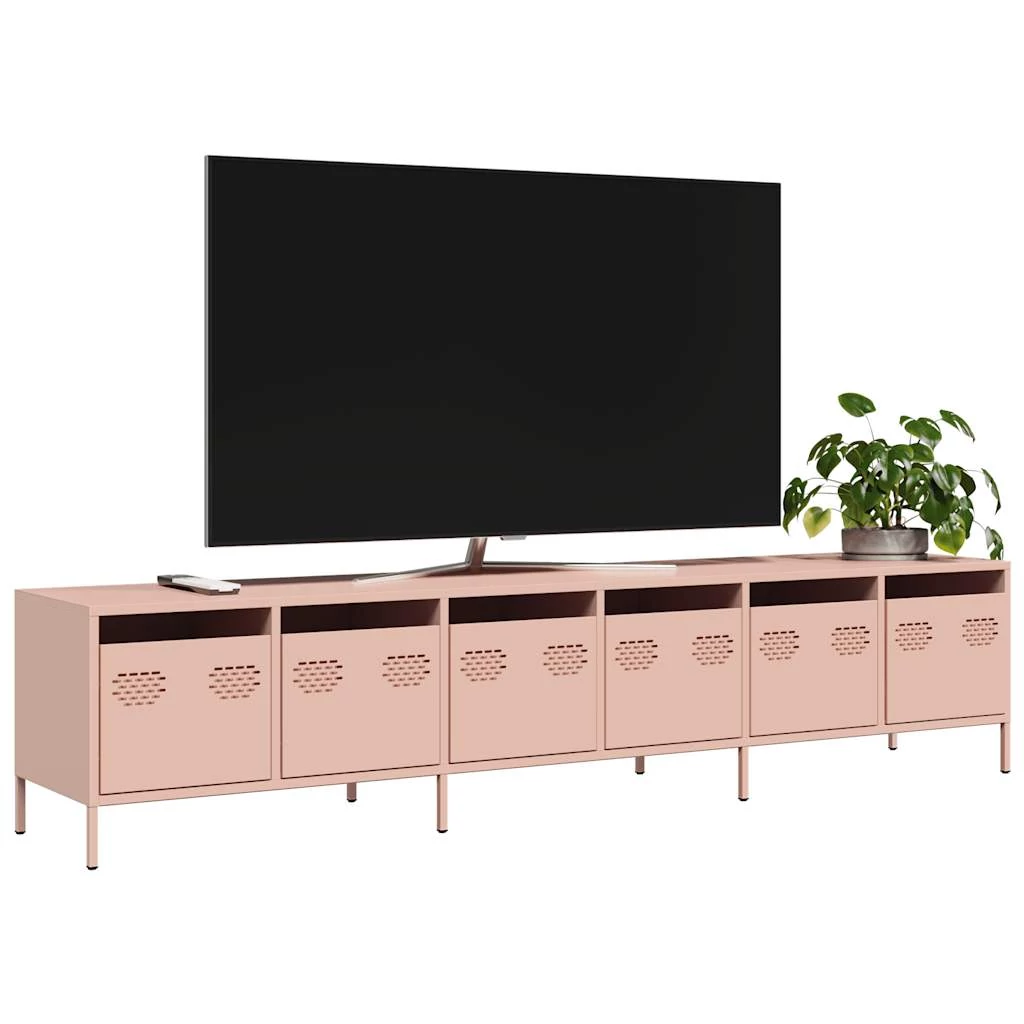 Rózsaszín hidegen hengerelt acél TV-szekrény 202x39x43,5 cm