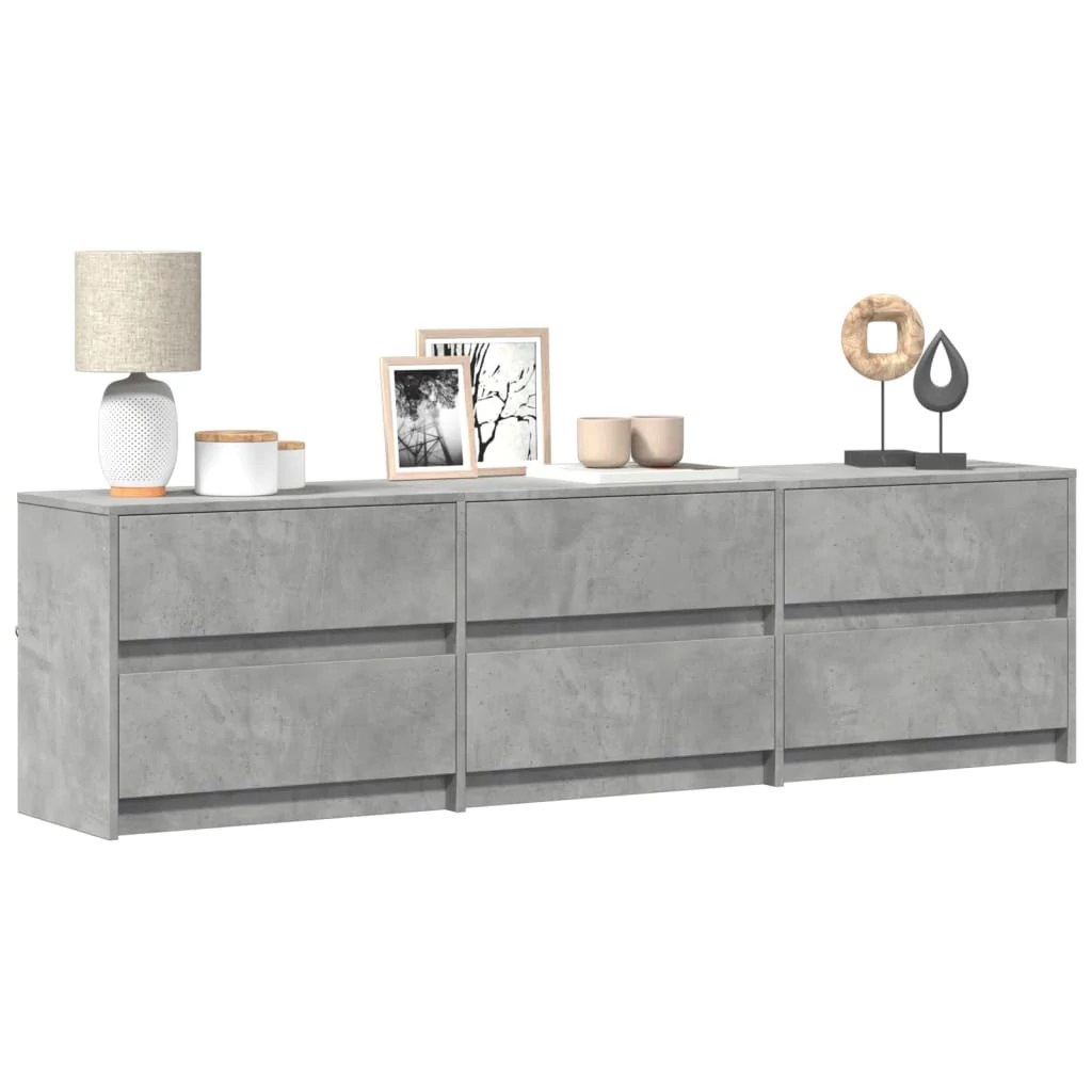 Betonszürke szerelt fa TV-szekrény LED-ekkel 180 x 34 x 50 cm