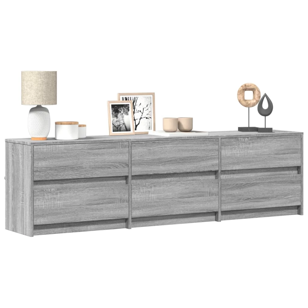 Szürke sonoma színű szerelt fa LED-es TV-szekrény 180x34x50 cm