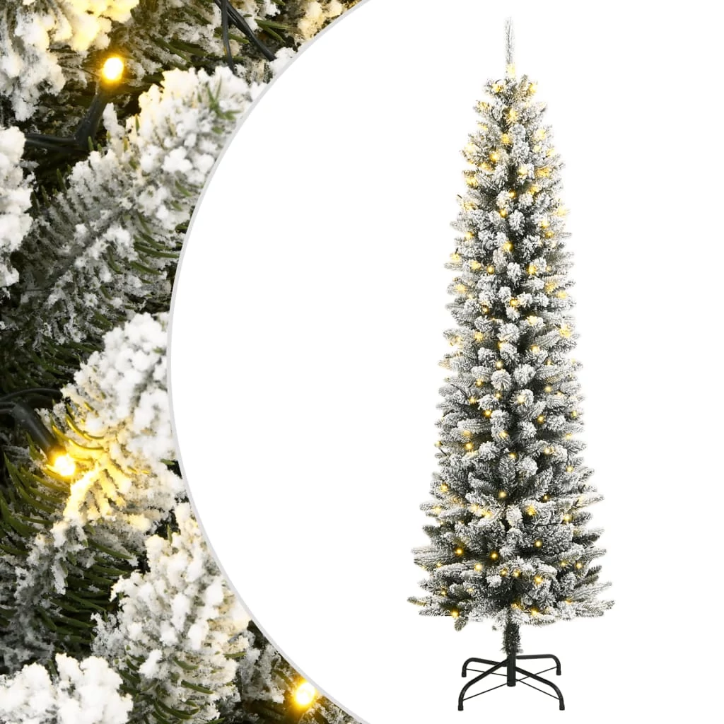 Műkarácsonyfa 300 LED-del és pelyhes hóval 210 cm