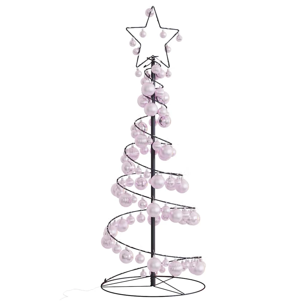 Meleg fehér LED karácsonyfa gömbökkel 80 LED 120 cm
