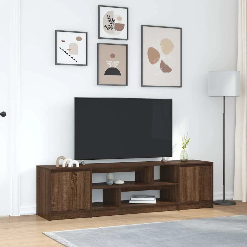 Fekete tölgy színű szerelt fa TV-szekrény 188,5x41x50 cm