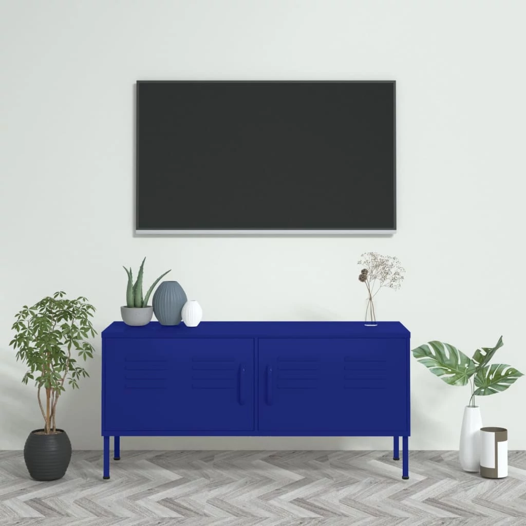 Tengerészkék acél TV-szekrény 105 x 35 x 50 cm