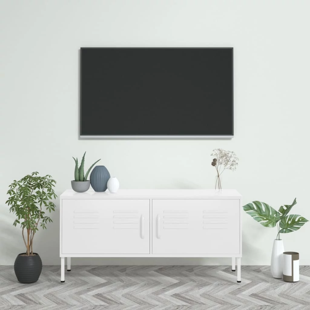 Fehér acél TV-szekrény 105 x 35 x 50 cm