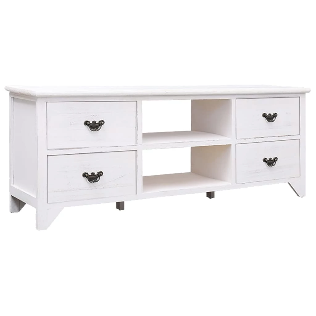 Antik fehér tömör császárfa TV-szekrény 108 x 30 x 40 cm