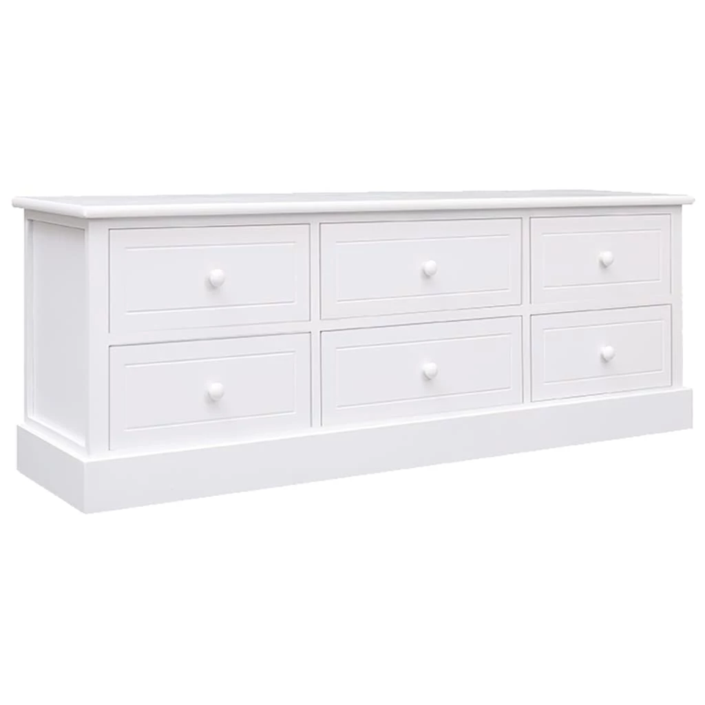 Fehér tömör császárfa TV-szekrény 108 x 30 x 40 cm