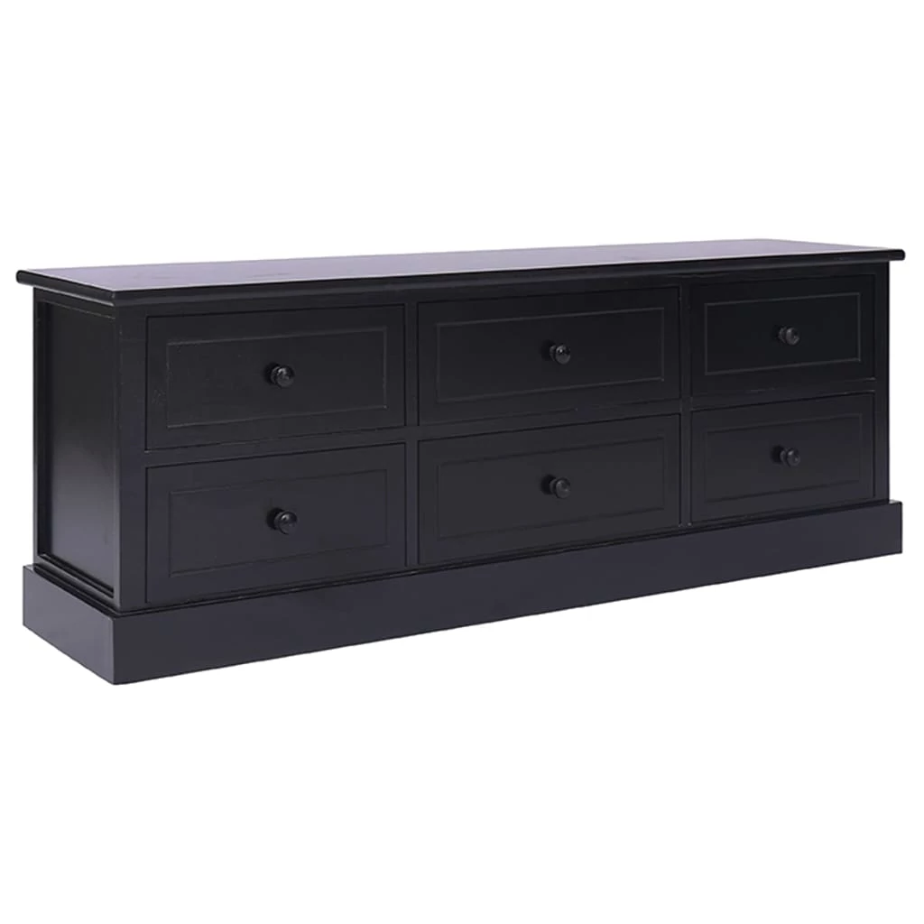 Fekete tömör császárfa TV-szekrény 108 x 30 x 40 cm