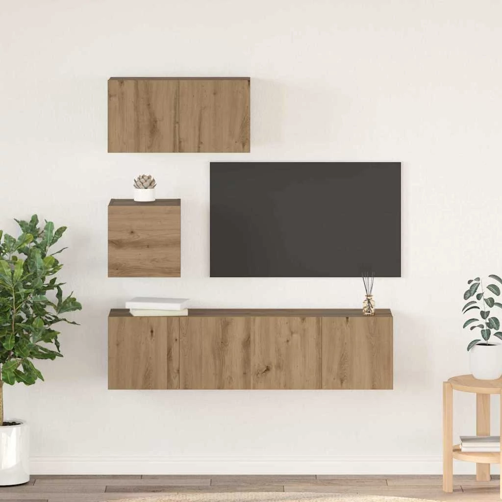 TV szekrény garnitúra 4 pcs kézműves tölgy 60 x 30 x 30 cm