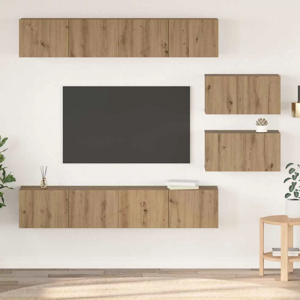 TV Szekrény Szett 6 pcs kézműves tölgy 80 x 30 x 30 cm Közepes