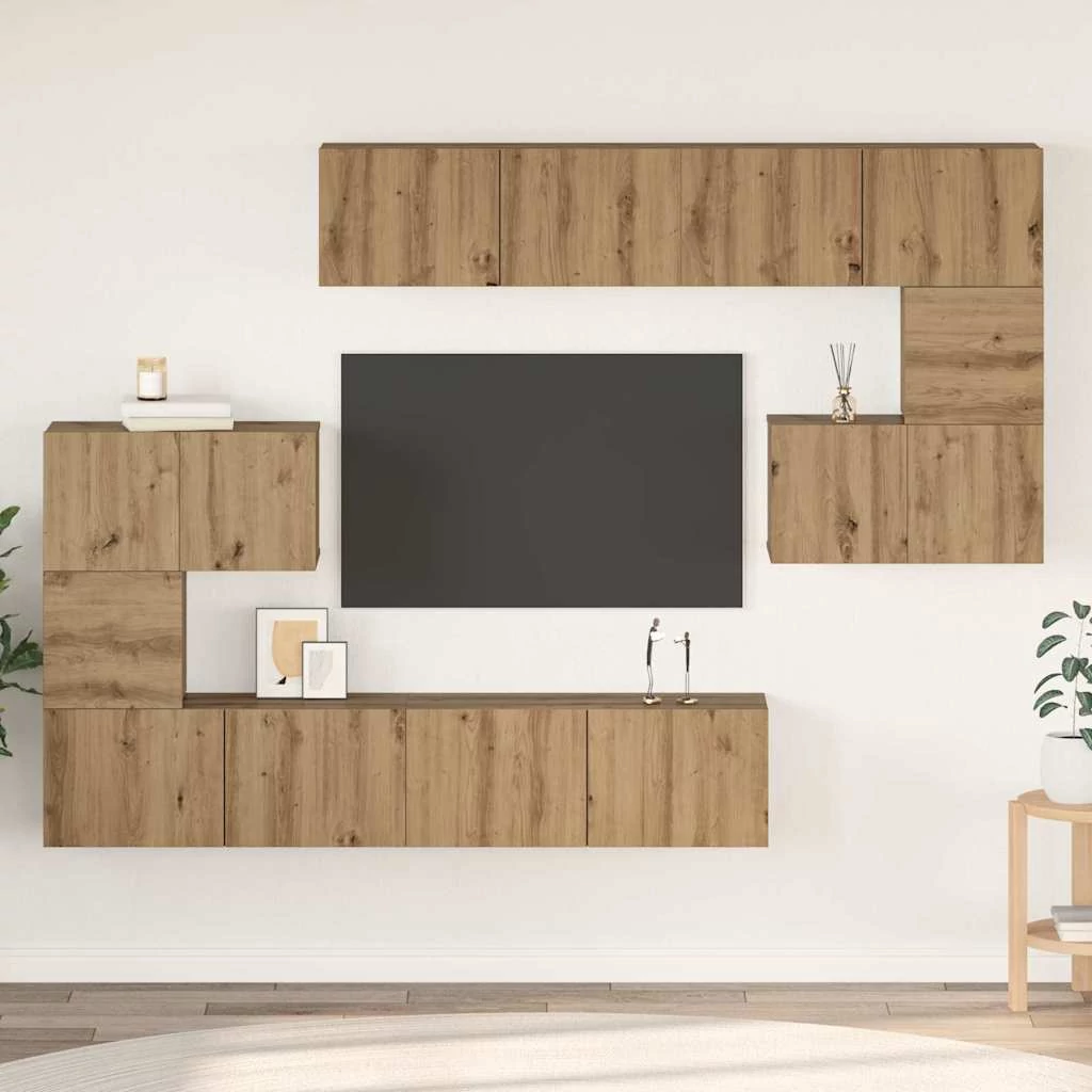 TV szekrény garnitúra 8 pcs kézműves tölgy 80 x 30 x 30 cm