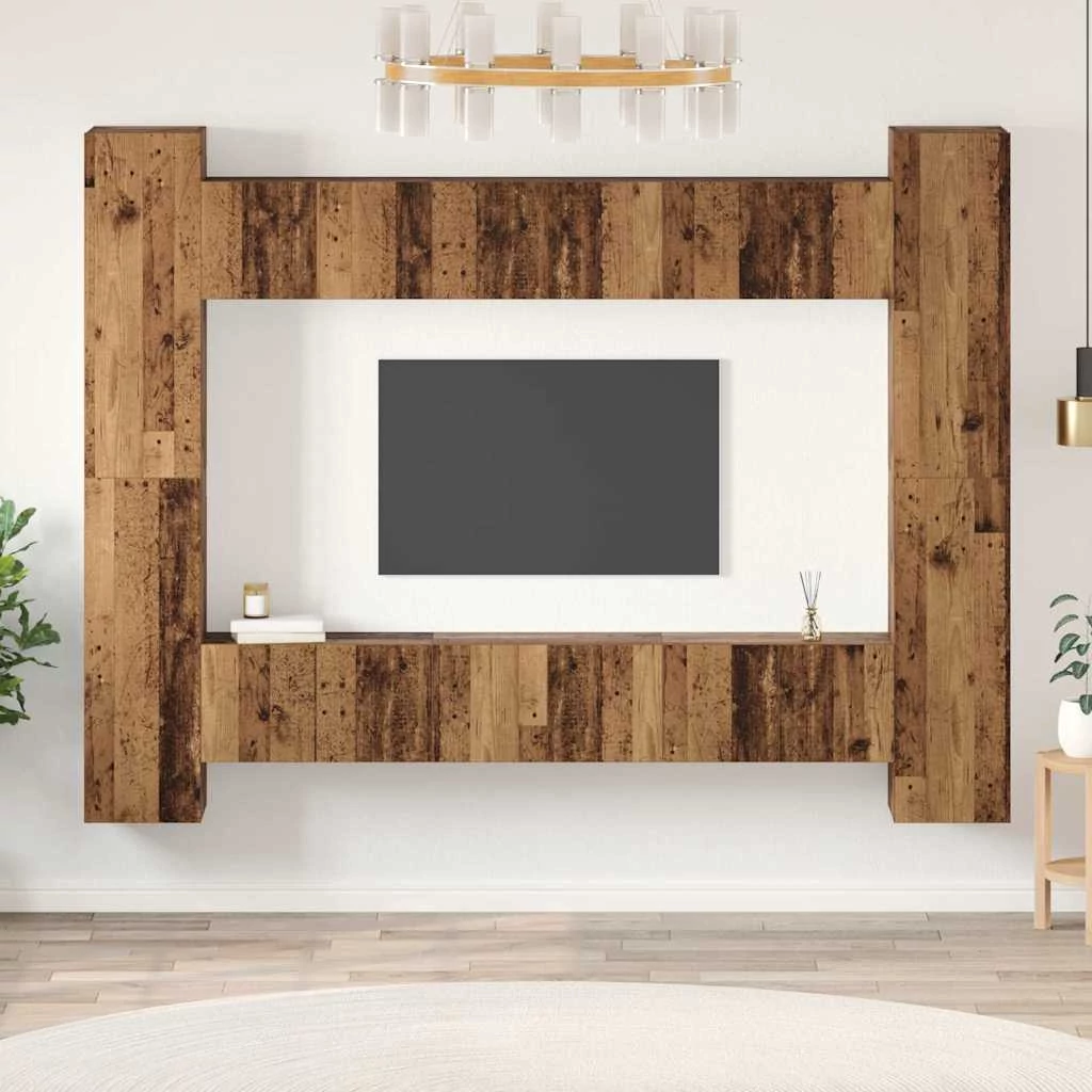 TV szekrény garnitúra 10 pcs Régi fa 30.5 x 30 x 90 cm Faanyag
