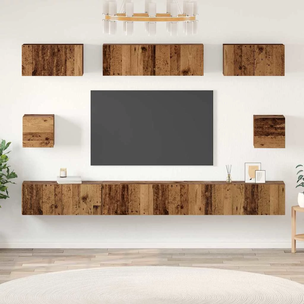 TV Szekrény Szett 8 pcs Régi fa Közepes 30,5 x 30 x 30 cm