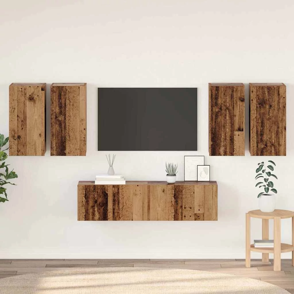 TV szekrény garnitúra 6 pcs Régi fa 60 x 30 x 30 cm Faanyag