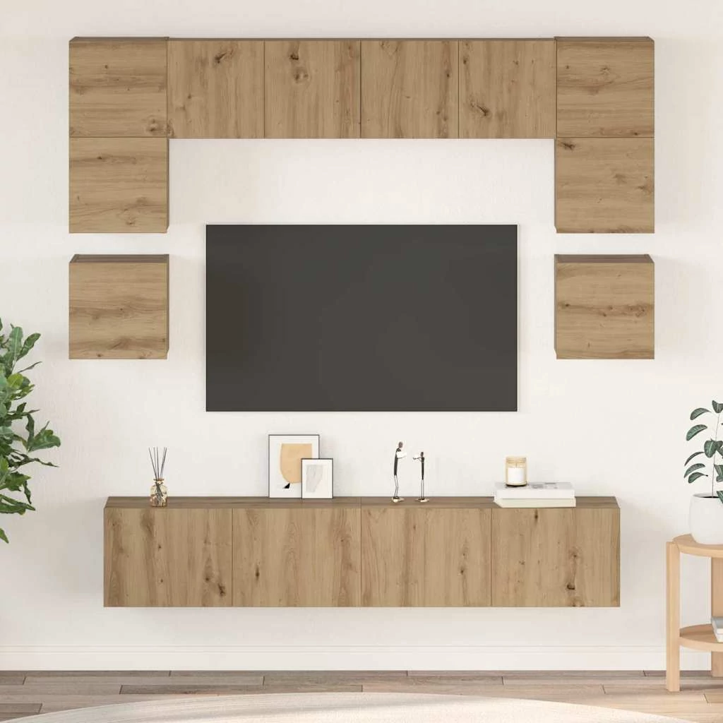 TV szekrény garnitúra 8 pcs kézműves tölgy 80 x 30 x 30 cm