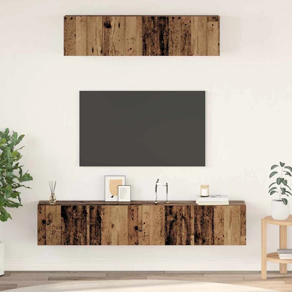 TV Szekrény Szett 4 pcs Régi fa Közepes Faanyag